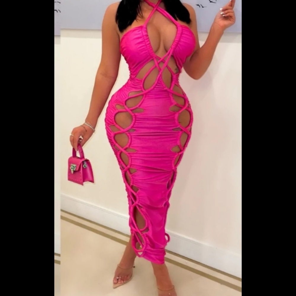 Pink midi dress